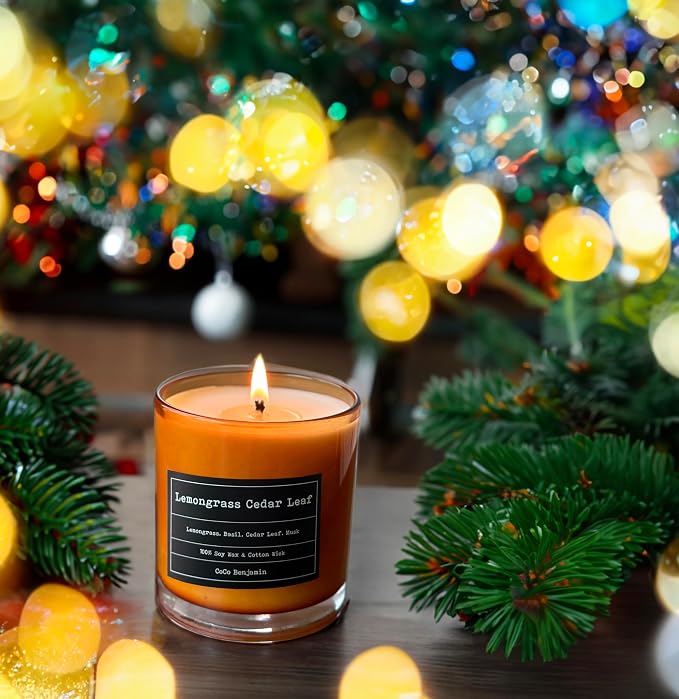 100% Soy, Highly Scented, Hand Poured Soy Candle (Lemongrass Cedar Leaf)