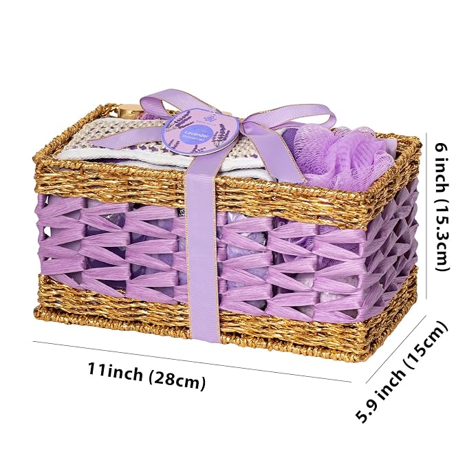 Gifts for Women, Lavender 32 Pcs Bath & Body Gifts Basket Set for Women, Hydrating Facial Skin Care Set, Spa Basket Self-Care Set, Face Sheet Mask, Birthday Gifts, Christmas, Mothers Day, Anniversary
