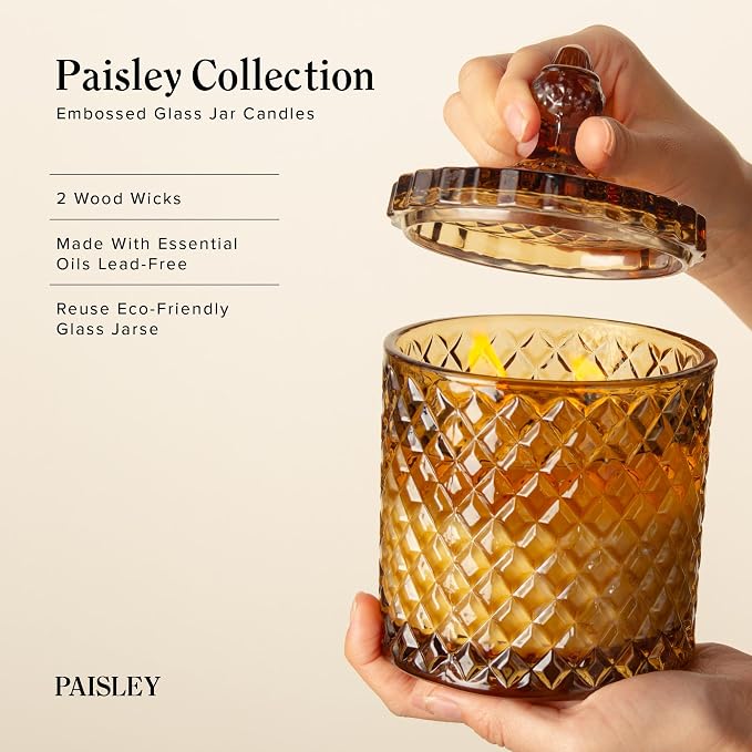 Hidden Label Jasmine Magnolia Scented Candle, 14.8 oz Wooden Wick Soy Wax Jar Candle, Floral Candle for Home, Bedroom & Living Room, 70 Hour Long Lasting Luxury Candle Gift for Women & Men