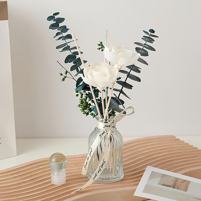 Reed Diffuser of Home Fragrance,Bathroom Diffuser with Sticks, 3.38OZ Essential Oil White Gardeniaer Scented, for Home, Office Aroma
