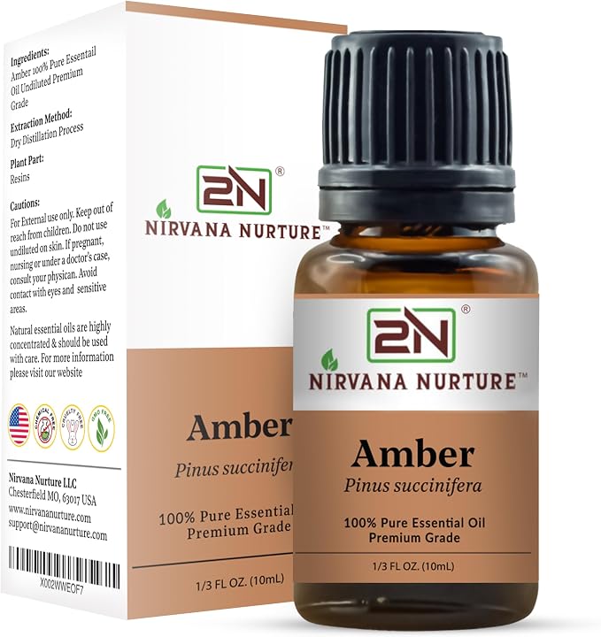 Amber Essential Oil,100% Pure Undiluted, Aromatherapy Oil for Diffuser, Hair & Skin Care