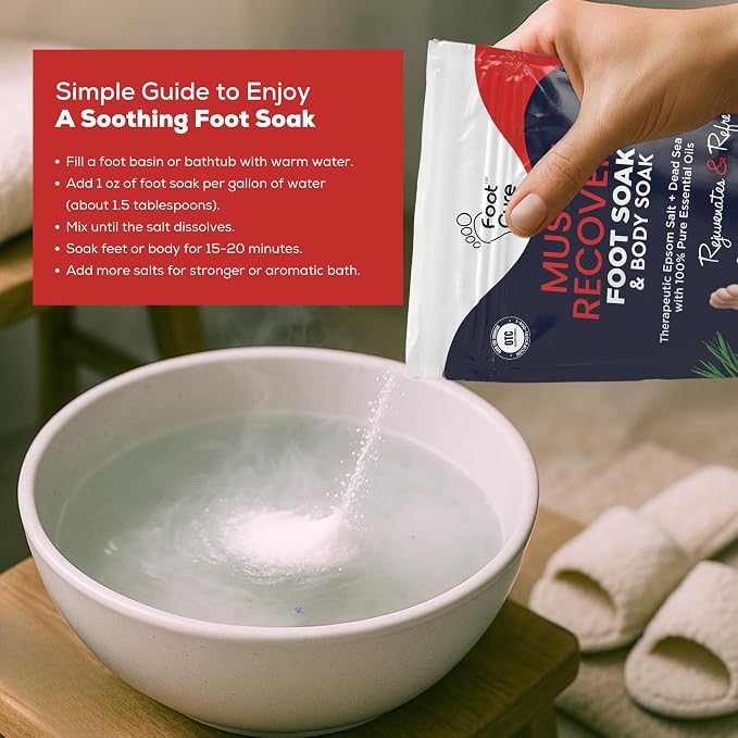 FOOT CURE Foot Soak with Epsom Salts – All-Natural Blend for Relaxing Foot Care – Softens Calluses & Refreshes Feet – Invigorating Scent, Spa Pedicure – 16 oz (Pack of 1)