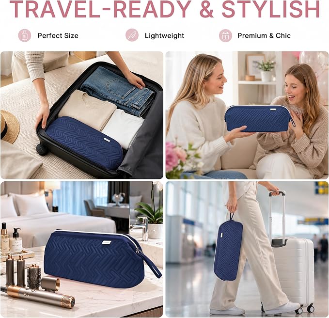 Leudes Hair Tools Travel Bag for Shark Flexstyle Carrying Case Portable Shark Hair Air Wrap Dryer Case Waterproof Dustproof Flat Curling Iron Travel Organizer (Blue)
