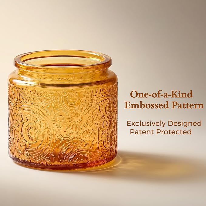 10 oz Orange Sun Moon Stars Candle Jars with Metal Lids, 9 Pack | Patented Embossed Design, Includes Wick Centering Devices & Warning Labels, Multiple Color Options