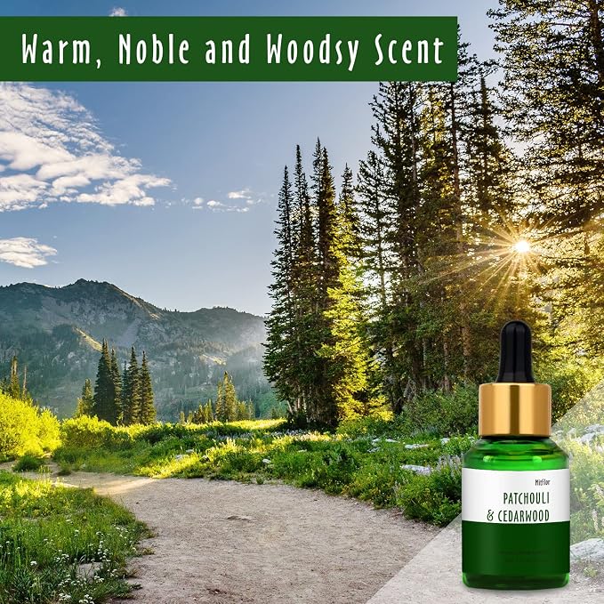 Patchouli & Cedarwood Fragrance Oil, MitFlor Single Scented Oil, Premium Grade Fragrance Oil for Soap & Candle Making, Large Size Aromatherapy Oil, Woody and Forest Scent, Home Fragrance, 30ml