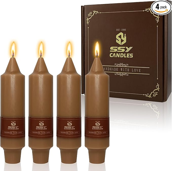 4 PCS Short Taper Candles Brown Candle Tapers Candle Sticks 5 inch for Dinner Household Wedding Party Home Décor Candles