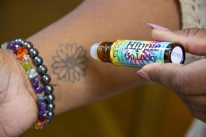 Frankie & Myrrh Hippie Go Lucky | Patchouli Grapefruit Essential Oil Roll-On Natural Cologne/Perfume | Aromatherapy Roller for Energy and Relaxation