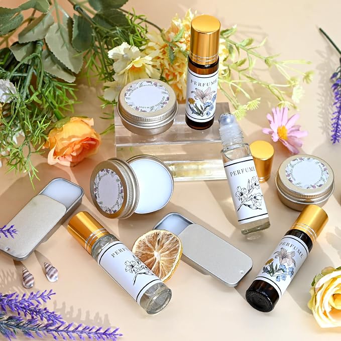 Perfume Making Kit- DIY Solid Perfume for Women, 2-in-1 Roller Perfume & Solid Cologne, Mini Perfume Set with Fragrances Bottle, Essential Oils, Perfume Travel Refillable Gift for Women, Men