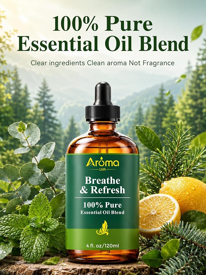Breathe & Refresh — A 100% Pure Essential Oil Blend Cool-Crisp Blend that Makes Any Space Feel Like Fresh Air Again, Essential Oils for Diffusers for Home