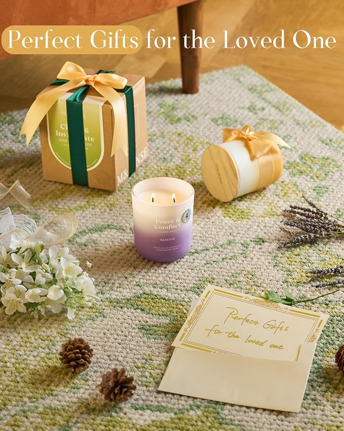 M&SENSE Sandalwood Jasmine Aromatherapy Candle 14.1oz for Stress Relief | 80-Hour Natural Soy Wax, Long Lasting Clean Non Toxic, Fresh Smelling for Spiritual Healing Gift