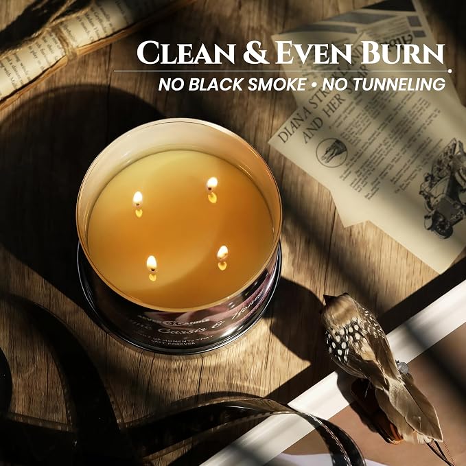 4EVER Scented Candles | 4-Wick 18oz Soy Wax Candle | Up to 50Hrs Clean Burn | Aromatherapy Candles for Home Scented | Gifts for Women & Mom, Champagne Cassis & Honey