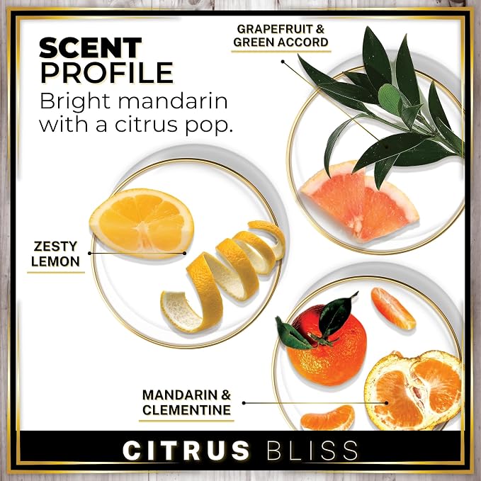 Urban Naturals Car Air Freshener Diffuser 1 Pack - Citrus Bliss Scent, 45+ Days Long Lasting Fragrance, Made in USA, Glass & Wood, Hanging Design + Vent Cip, Easy to Use