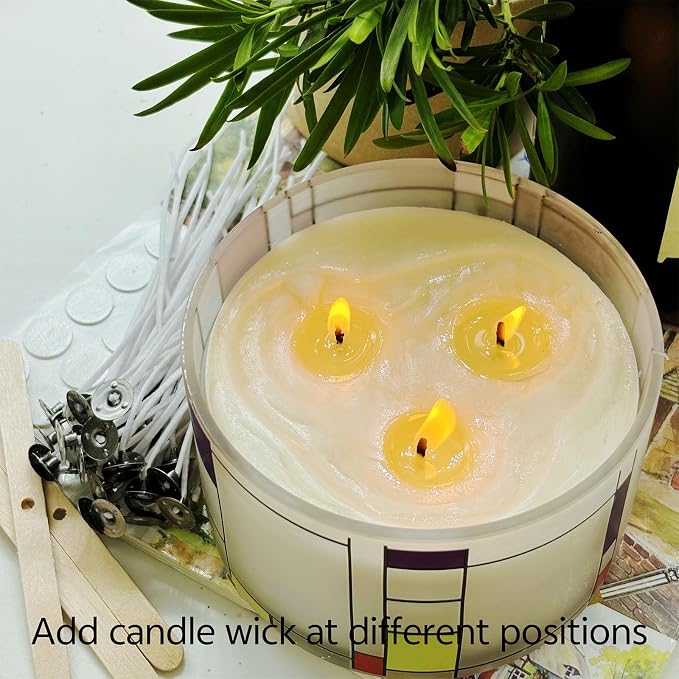 100Pcs Candle Wicks 4 Inch,100pcs Candle Wick Stickers,Candle Wick Centering Device,20 Pcs Metal Sustainer Tabs,5pcs Candle Wick Holder Materiales para Hacer Velas