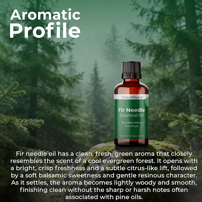 Viva Doria Fir Needle Essential Oil, 100% Pure, Natural Essential Oil, Undiluted, for Aromatherapy | Food Grade, 30 mL (1 Fluid Ounce)