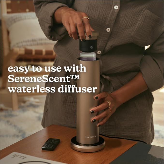 Homedics SereneScent Waterless Diffuser Oil Refill — Parisian Affair (120ml). Clean, Safe, Elegant & Sophisticated Home Fragrance. Compatible with SereneScent Diffusers. Easy Twist Plug & Play.