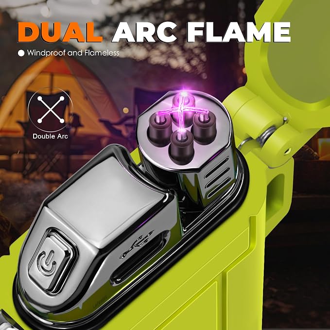 Lafagiet Electric Lighter USB C, Powerful Dual Arc Plasma Flame, with Flashlight, Wind & Waterproof Lighters for Candle, Camping, Grill, Emergency