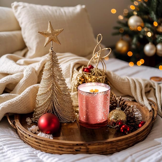 SHOWIN Thick Candle Jars for Making Candles 16 Pcs, 7 OZ Empty Jars with Wood Lids for Candle Making, Sample Container, Rose Pink
