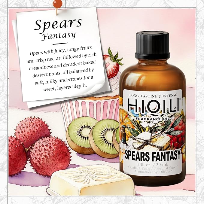 HIQILI Spears Fantasy Duftöl für Heimdiffusor, Weißschokolade- & Cupcake-Düfte, DIY Seife, Kerze, Parfümherstellung, langanhaltend - 1 Fl Oz