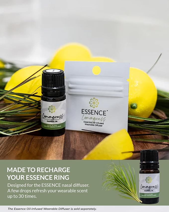 Essence Lemongrass Essential Oil, 5 ml | Aromatherapy Oil for Diffusers & Personal Use | Natural Fragrance for Relaxation, Clarity & Wellness | Made in USA | Fresh & Citrusy Scent