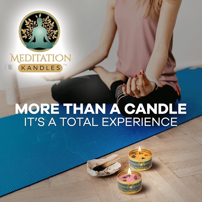 Meditation Candles with Crystals | Natural Aromatherapy Candles for Relaxation & Healing | Stress Relief Candles for Yoga, Meditation & Self Care | 5oz Each 4 Pack Gift Set