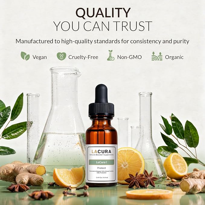 Lacura I Immune Support Essential Oil Blend with Star Anise & Citrus - Natural Respiratory Defense Oil for Skin & Internal Use - Wellness Support Oil for Daily Use - 14.4ml