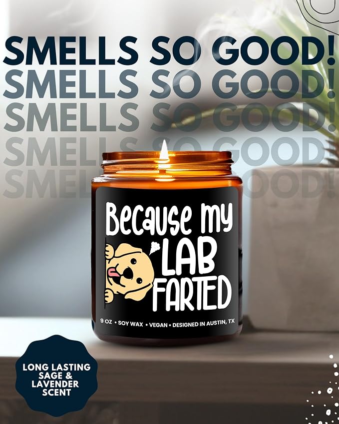 Funny Lab Candle, Labrador Retriever Gifts for Women and Men, Unique Funny Lab-Themed Gift Ideas, Best Present for Pet Lovers, Perfect Present for Dog Mom and Dog Dad, Birthday, Christmas, Gift-Ready