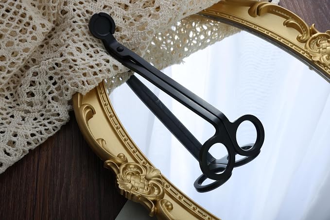 MUXSAM Candle Wick Trimmer, Wick Cutter, Steel Candle Scissor, Wick Clipper, Candle Shear Candle Care Tool for Scented Candle Lovers Gifts, Safely Remove Cut Wick Reduce Soot, Black