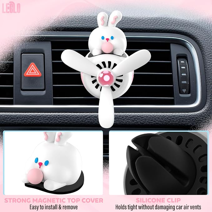 White Rabbit Pilot Car Air Freshener Vent Clip – Airplane Car Freshener | Easy Clip-On, ABS+PP | Rotating Propeller for Eliminating Odors, Long-Lasting Fragrance & Fun Addition to Your Vehicle