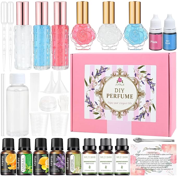 JUYRLE Perfume Making Kit- 37Pcs DIY Perfume Making Kits for Women, Make Your Own Scent with Essential Oil, Bottle, Fragrance Set, Fragrance Birthday Gifts Sets for Women Girls