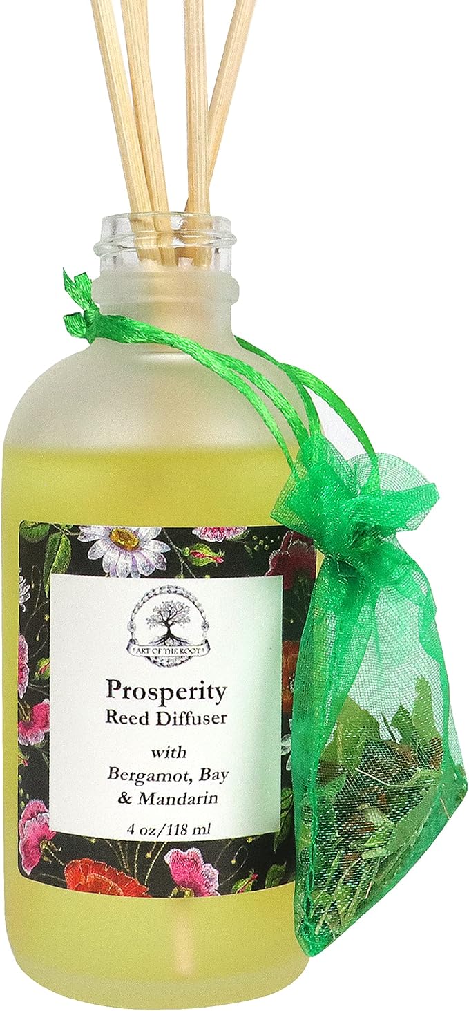 Prosperity Reed Diffuser by Art of the Root | Aromatherapy, Handmade with Herbs & Essential Oils | Features Mandarin, Bergamot & Bay | Manifestation, Wealth, Success & Abundance Intentions & Rituals
