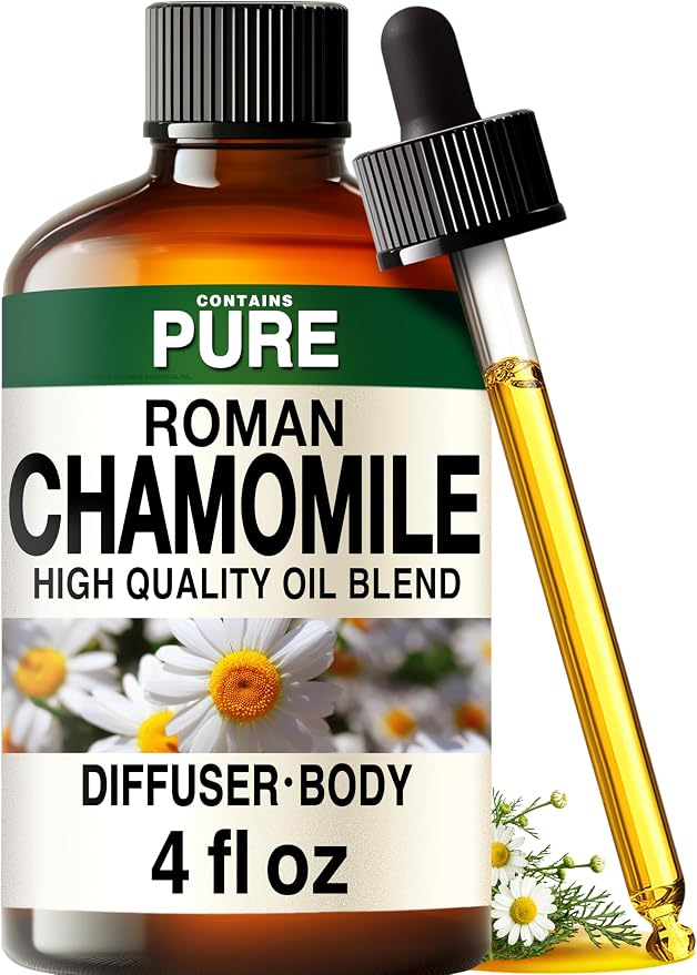 100% Pure Roman Chamomile Oil - 4 Fl Oz Roman Chamomile Essential Oil for Hair, Skin, Diffuser, Aromatherapy & DIY Soap Making Scent