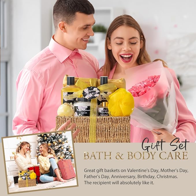 Spa Kit Gifts for Women Gift Basket, 15Pcs Bath and Body Spa Gift Basket | Home Spa Self Care with Purse Handbag, Relaxing Pampering Care Kit Orchid Jasmine Gifts for Birthday, Mom, Anniversary