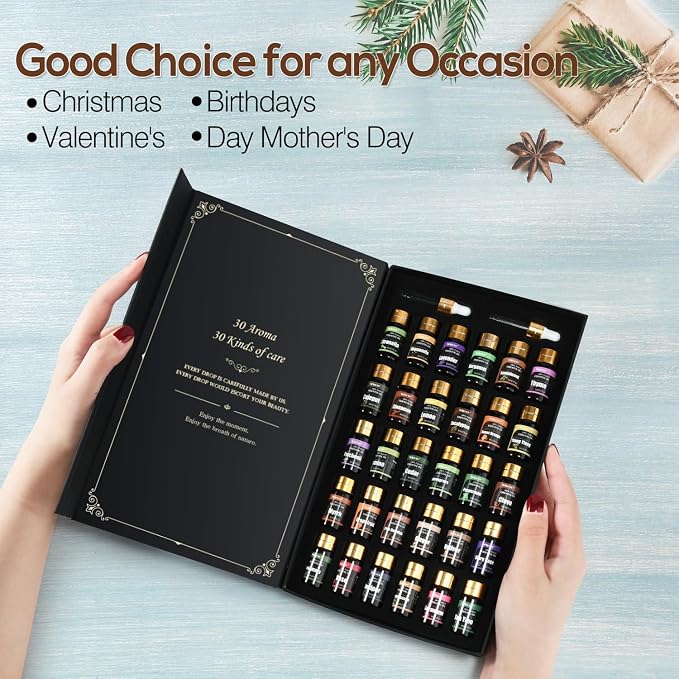 Essential Oils Gifts Set - 30 Unique Scents - Perfect for Diffuser, Humidifier,Aromatherapy, Massage,Skin & Hair Care,30x5 ml