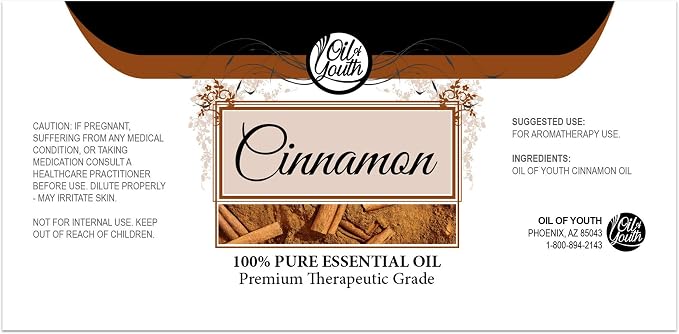 Oil of Youth Essential Oils 8oz Cinnamon Oil for Aromatherapy