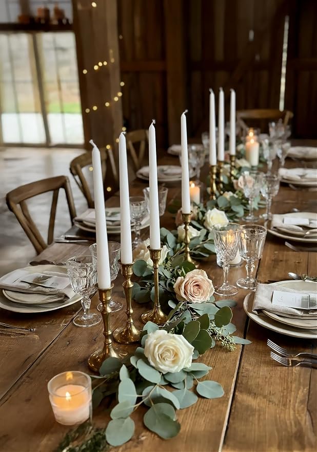 10" Classic Taper Candles, White, 4-Pack, 7-8 Hours Long Burning, Unscented Tall Candlesticks