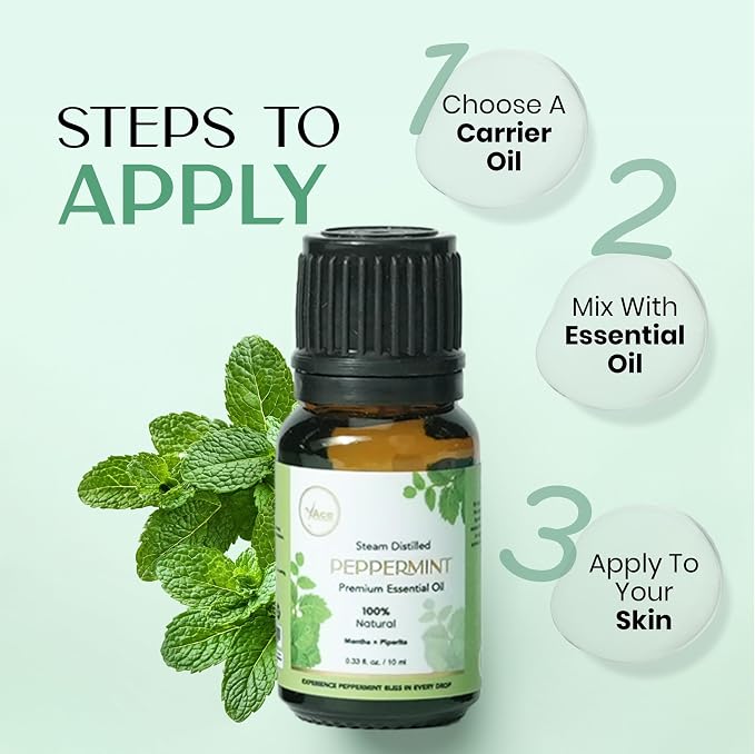 My ACE Peppermint Essential Oil 0.33 Fl Oz - Pure & Natural - Premium Grade for Aromatherapy, Diffuser, Skin, Hair, Massage, Candle & Soap Making, Home - Glass Bottle with Dropper - Long Lasting Scent