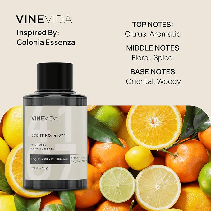 VINEVIDA [4 Oz] NO.4107 Fragrance Oil; Diffuser Oil Refill | Premium Scent for Home | Non-Toxic Fragrance