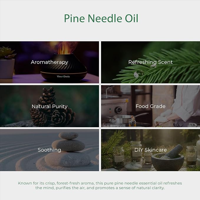 Viva Doria Pine Needle Essential Oil, 100% Pure, Natural, Pine Essential Oil, Undiluted, for Aromatherapy | Food Grade, 30 mL (1 Fluid Ounce)