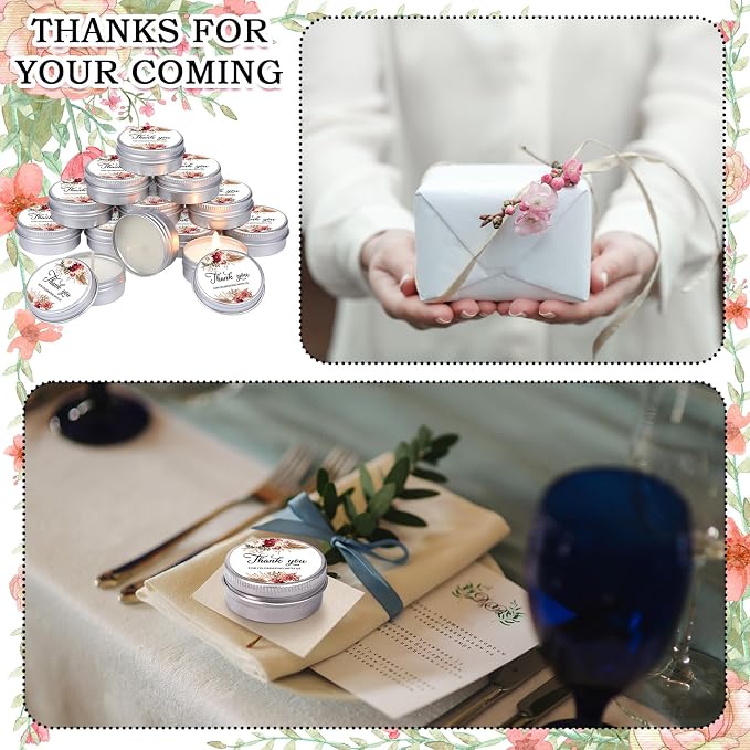 MTLEE 50 Pcs Wedding Candles Gift Favors for Guests 1 Oz Lavender Scented Soy Wax Aromatherapy Candle Favors for Bridal Shower Rustic Wedding Party Guests(Dahlia Flowers)