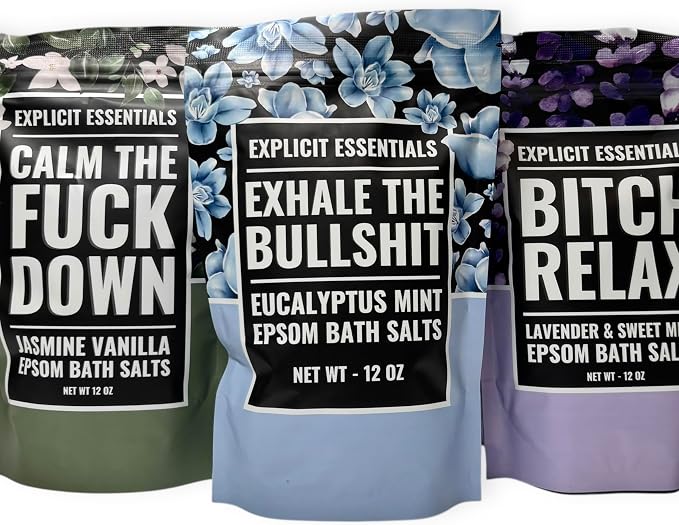 Calming Bath Salt Trio Gift Set Bundle for Women, Spa Gift Idea for Women