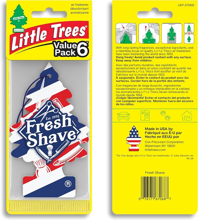 LITTLE TREES Car Air Freshener | Hanging Tree Provides Long Lasting Scent for Auto and Home | 24 Air Fresheners |Fresh Shave