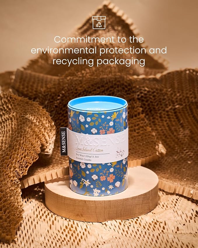 M&SENSE Summer Candle 11.3 oz, Sea Island Cotton Scented Candle, Non-Toxin Soy Wax for Home Scented, Floral Candles Gift for Her, Up to 70 Hours Burning Long-Lasting Fragrance