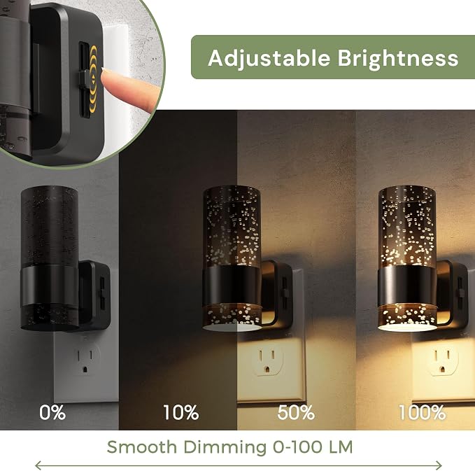 L LOHAS LED Night Lights Plug into Wall, Acrylic Bubble Night Light,Dimmable Nightlight with 0-100 LM, 3000K Plug in Night Light with Dusk to Dawn Sensor, for Bathroom Hallway Bedroom