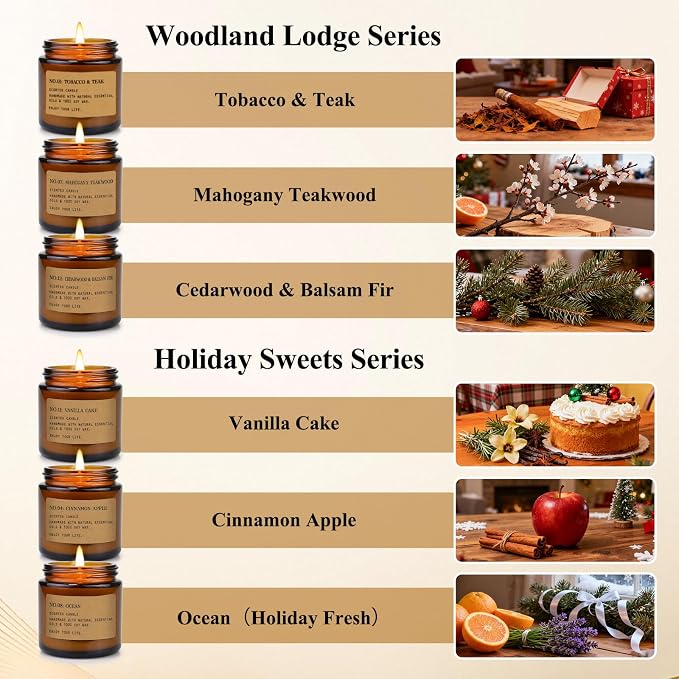 Scented Candles Gift Set,12 Pack Aromatherapy Candles for Home Scented, Aromatherapy Jar Candle Gifts for Women, Natural Soy Wax Amber Candle Set, Scented Candles Set for Birthday Present