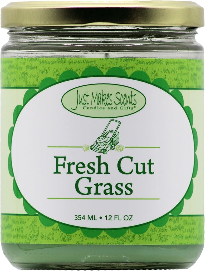 Fresh Cut Grass Scented Blended Soy Candle by Just Makes Scents (12 oz)