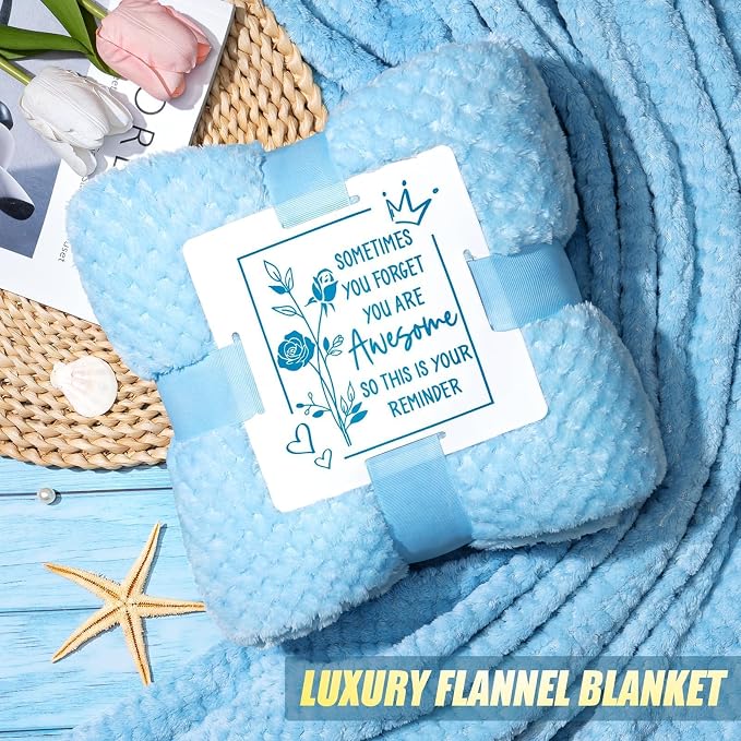 Birthday Gifts for Women Self Care Get Well Soon Gifts, Ocean Relaxing Spa Kit Bath Gift Basket Care Package w/ Flannel Blanket 40 OZ Tumbler, Mother's Day Gift for Mom Her Wife Girlfriend Sister