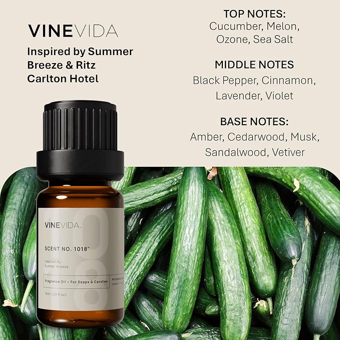 VINEVIDA [0.33oz] Scent No.1018 Fragrance Oil for Candle & Soap Making - Natural Candle Scents Made in USA