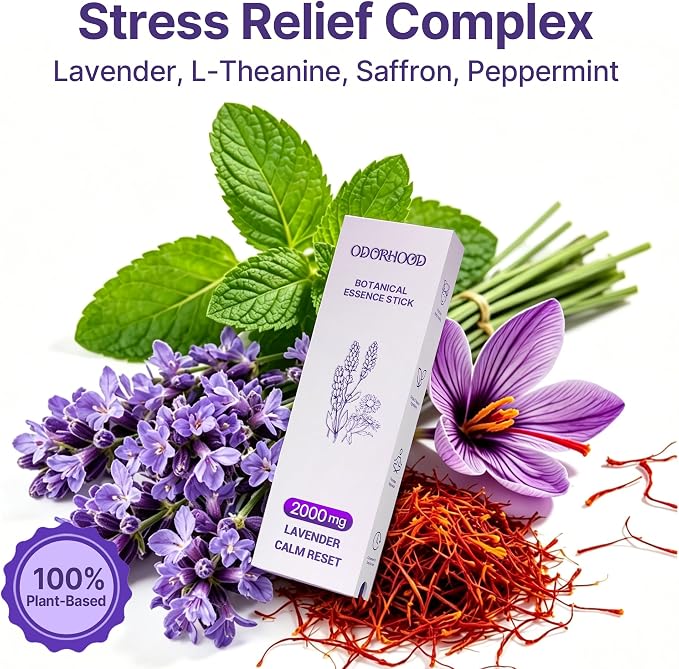 Calming Passive Diffuser Premium Saffron & Lavender Essential Oil Blend | Portable Light Luxury Aromas for Relaxation & Stress Support – Net Wt. 0.07 oz (2g)