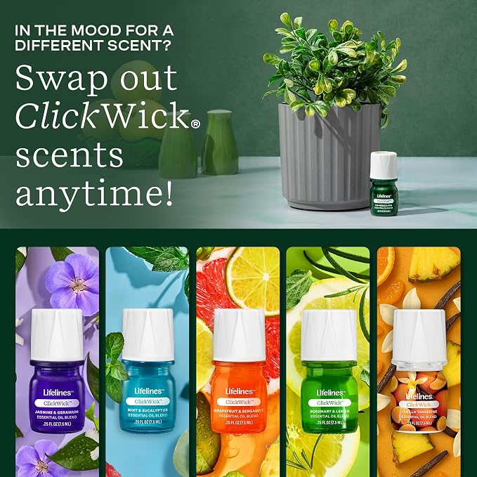ClickWick Essential Oil Blends for Lifelines Diffusers, 3-Pack Walk in The Woods Set - Essential Oil Blend Refill for Candle, Plant & Shower Aromatherapy Diffuser - Fragrance for Diffusers