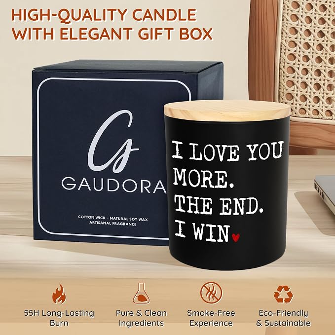 GAUDORA Anniversary Wedding Gifts for Women Men - I Win Vanilla Lavender Scented Candle 10 oz - Anniversary Wedding Birthday Gifts for Him Her, Couple Gift for Boyfriend Girlfriend Husband Wife